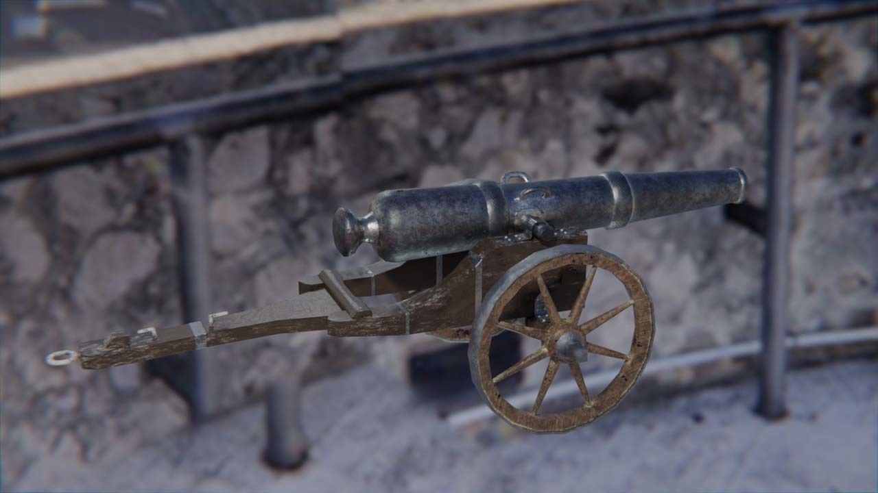 cca 15th century style cannon Low-poly 3D model_8