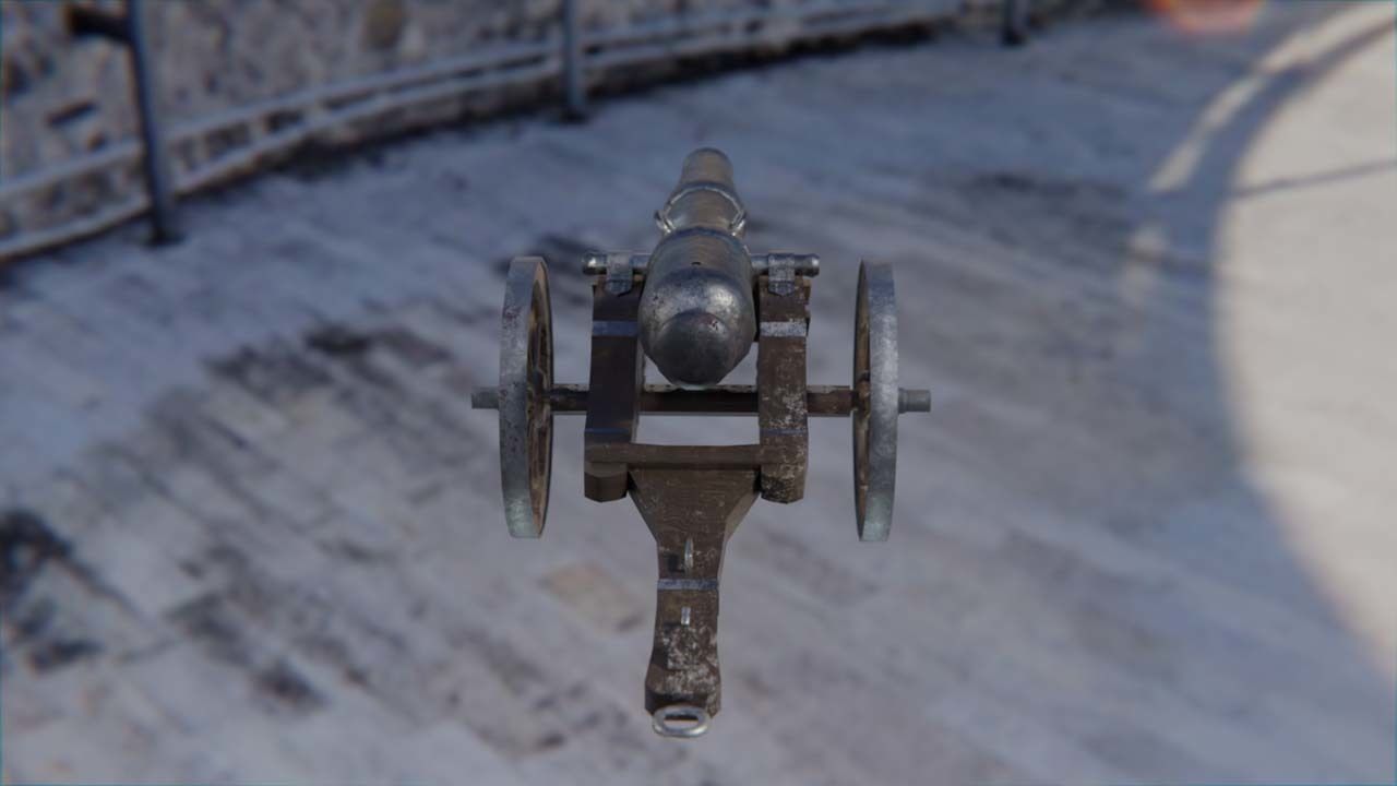 cca 15th century style cannon Low-poly 3D model_11