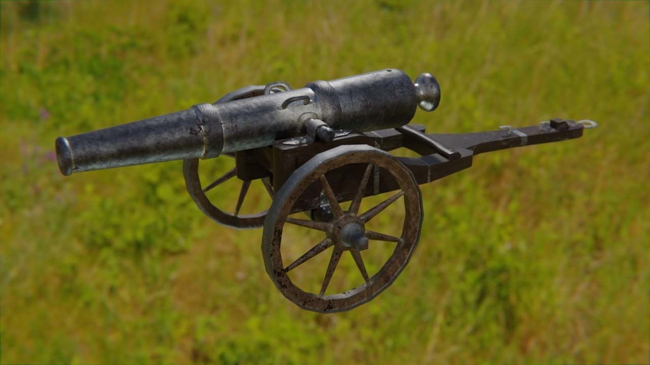 cca 15th century style cannon Low-poly 3D model_4