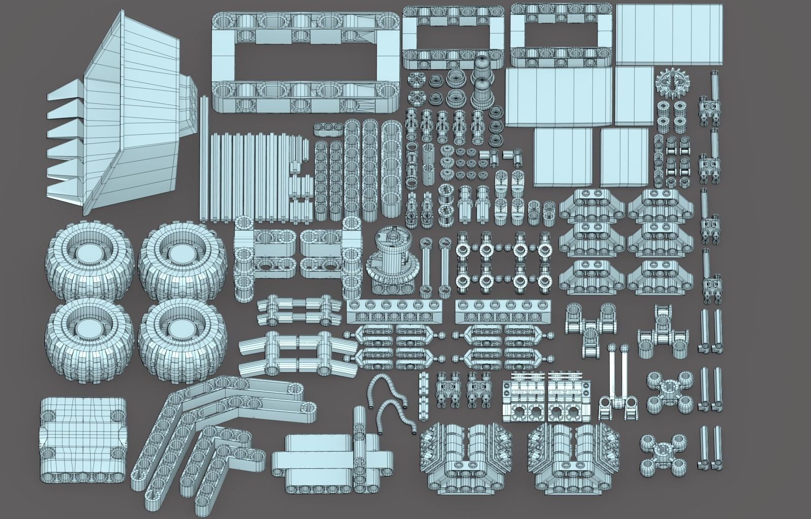 Lego Bulldozer and worker Tim 3D model_14