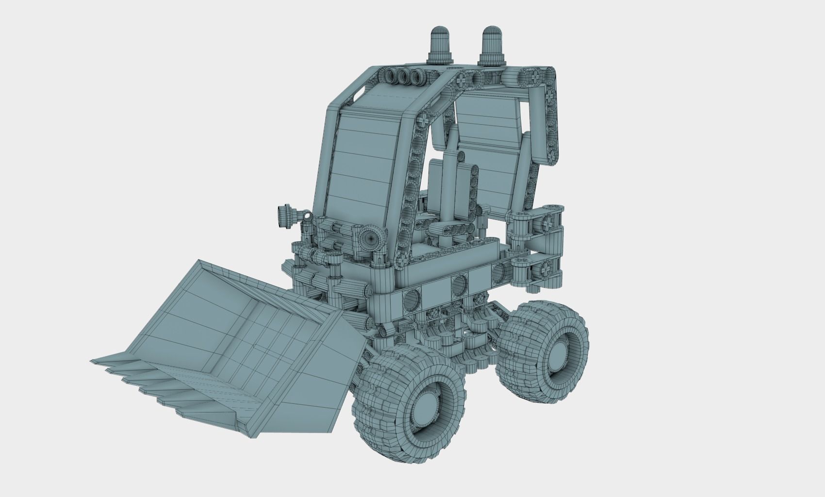 Lego Bulldozer and worker Tim 3D model_16