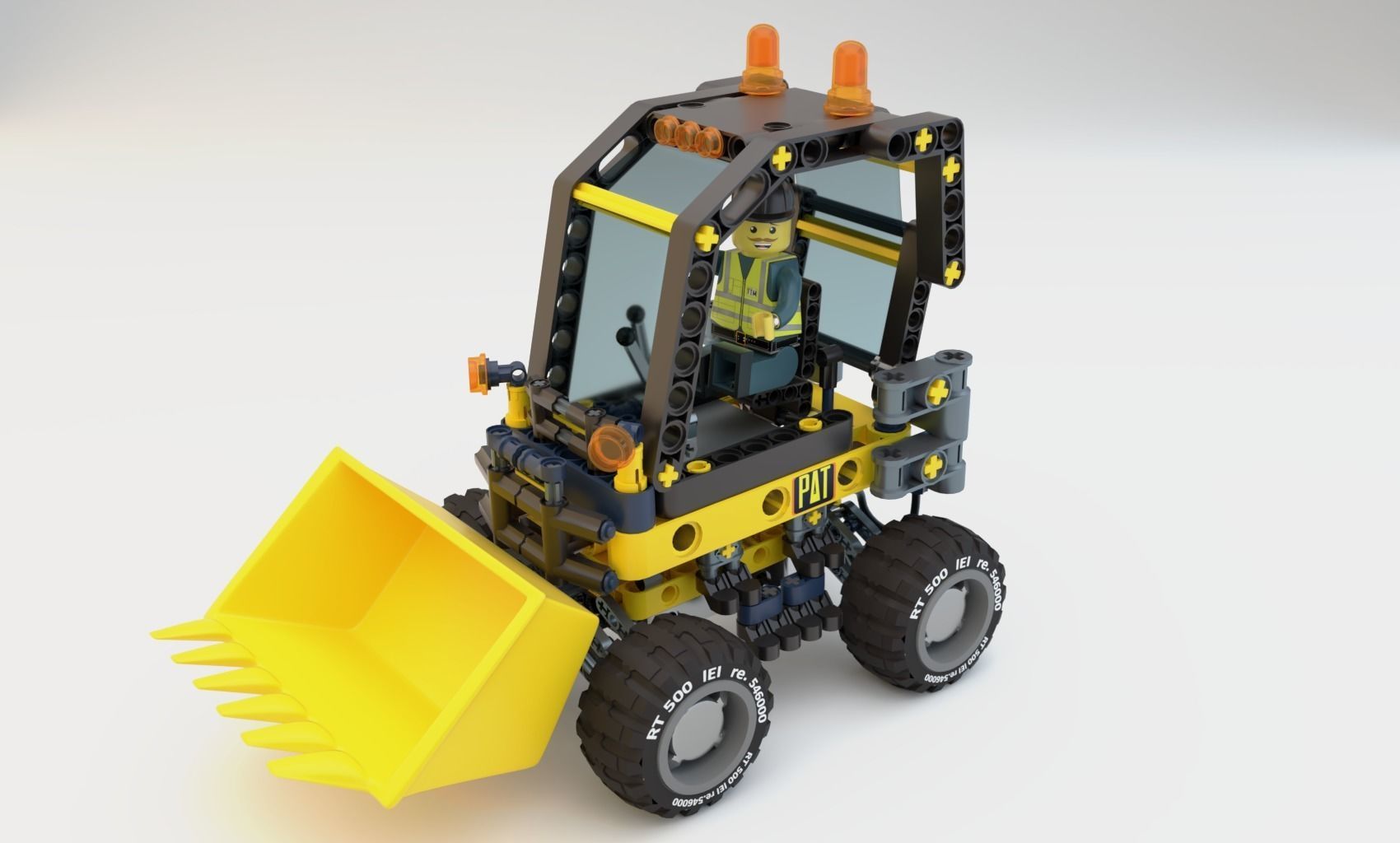 Lego Bulldozer and worker Tim 3D model_3