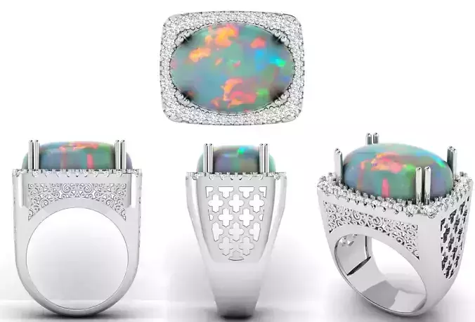 Cabochon Oval Stone Ring 3D print model
