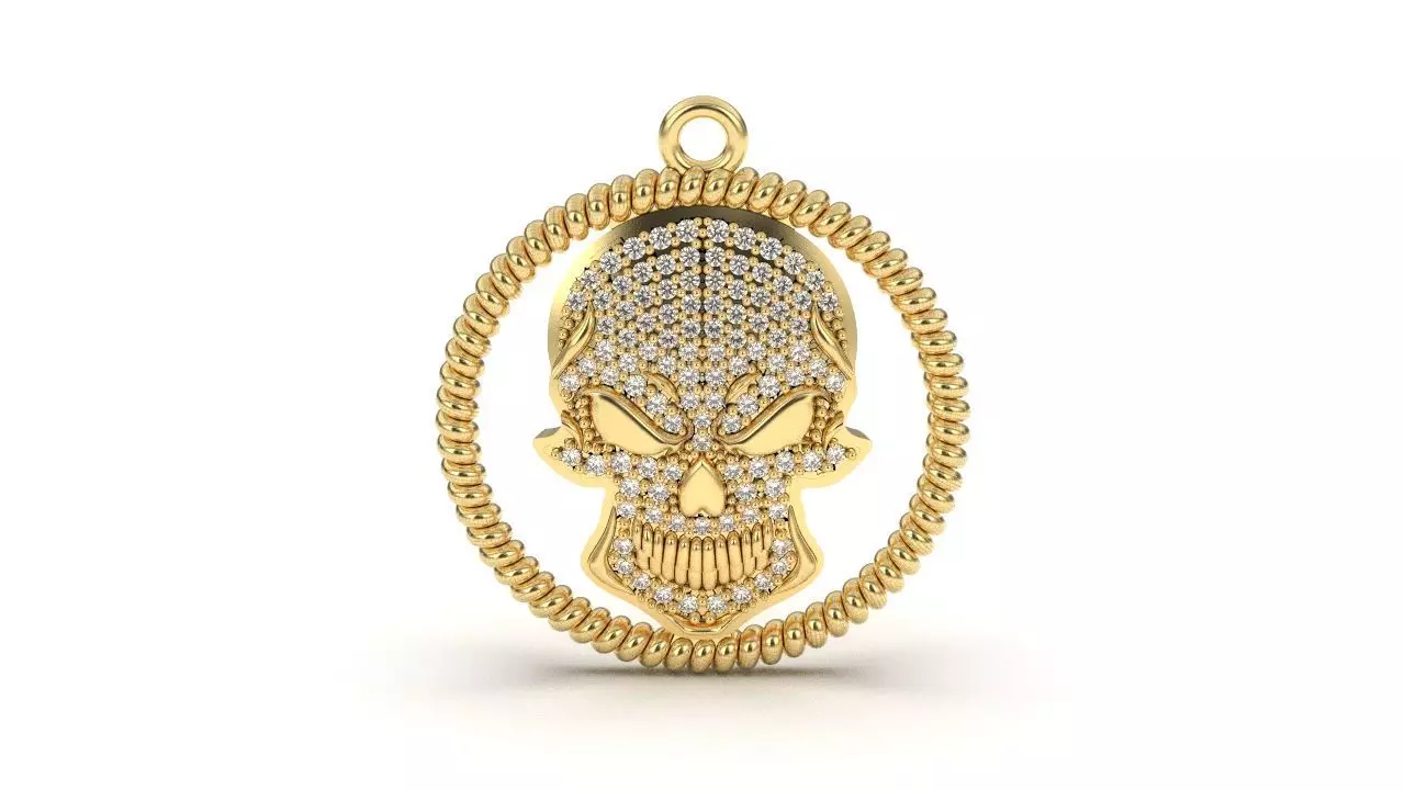 skull charm 3D print model_0