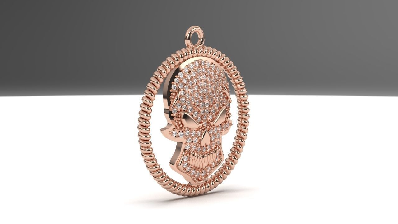 skull charm 3D print model_1