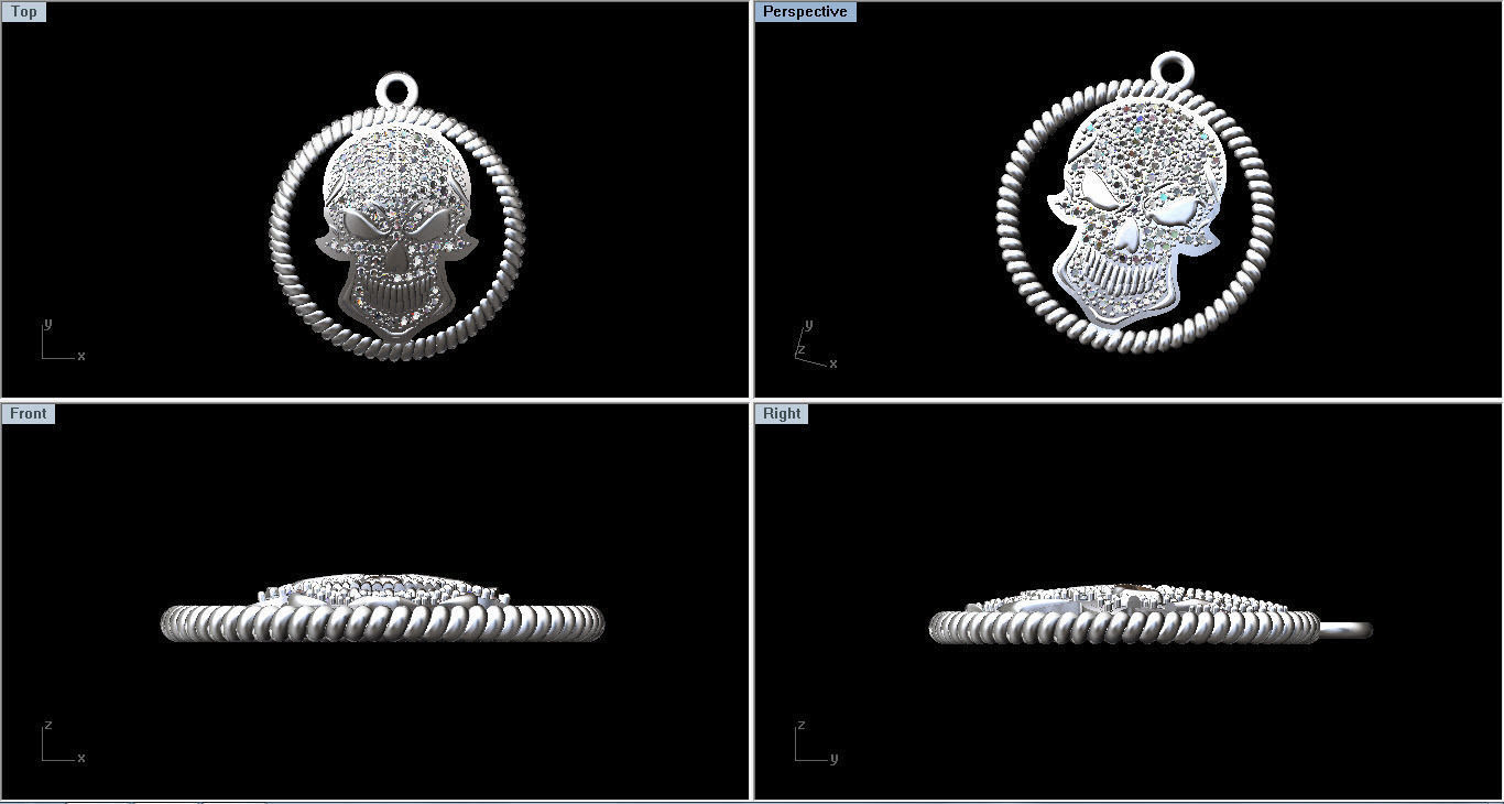 skull charm 3D print model_6