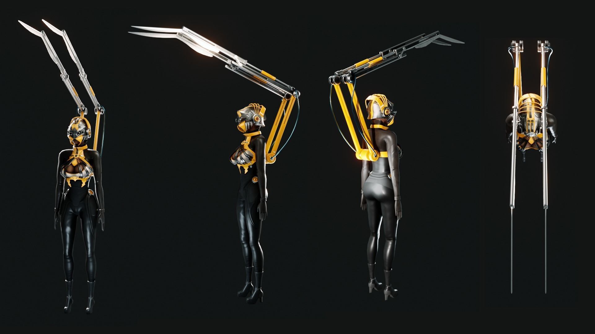 Sci-fi Spider Girl Low-poly 3D model_6