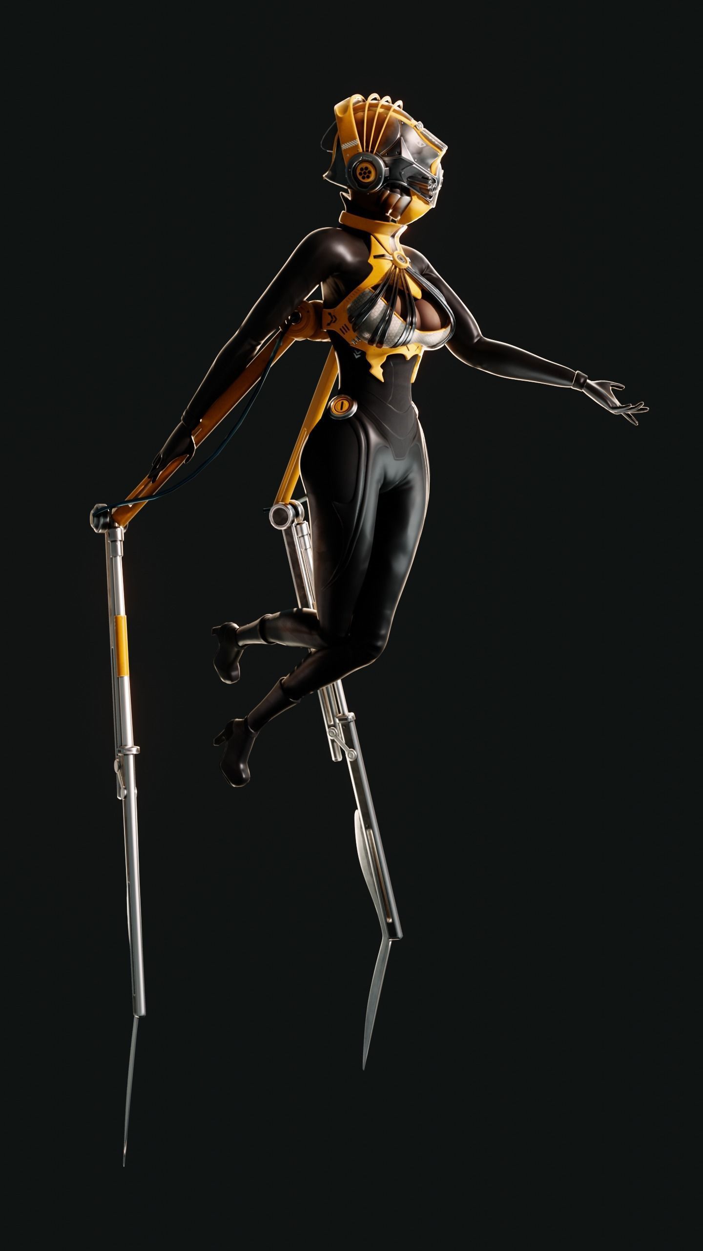 Sci-fi Spider Girl Low-poly 3D model_5