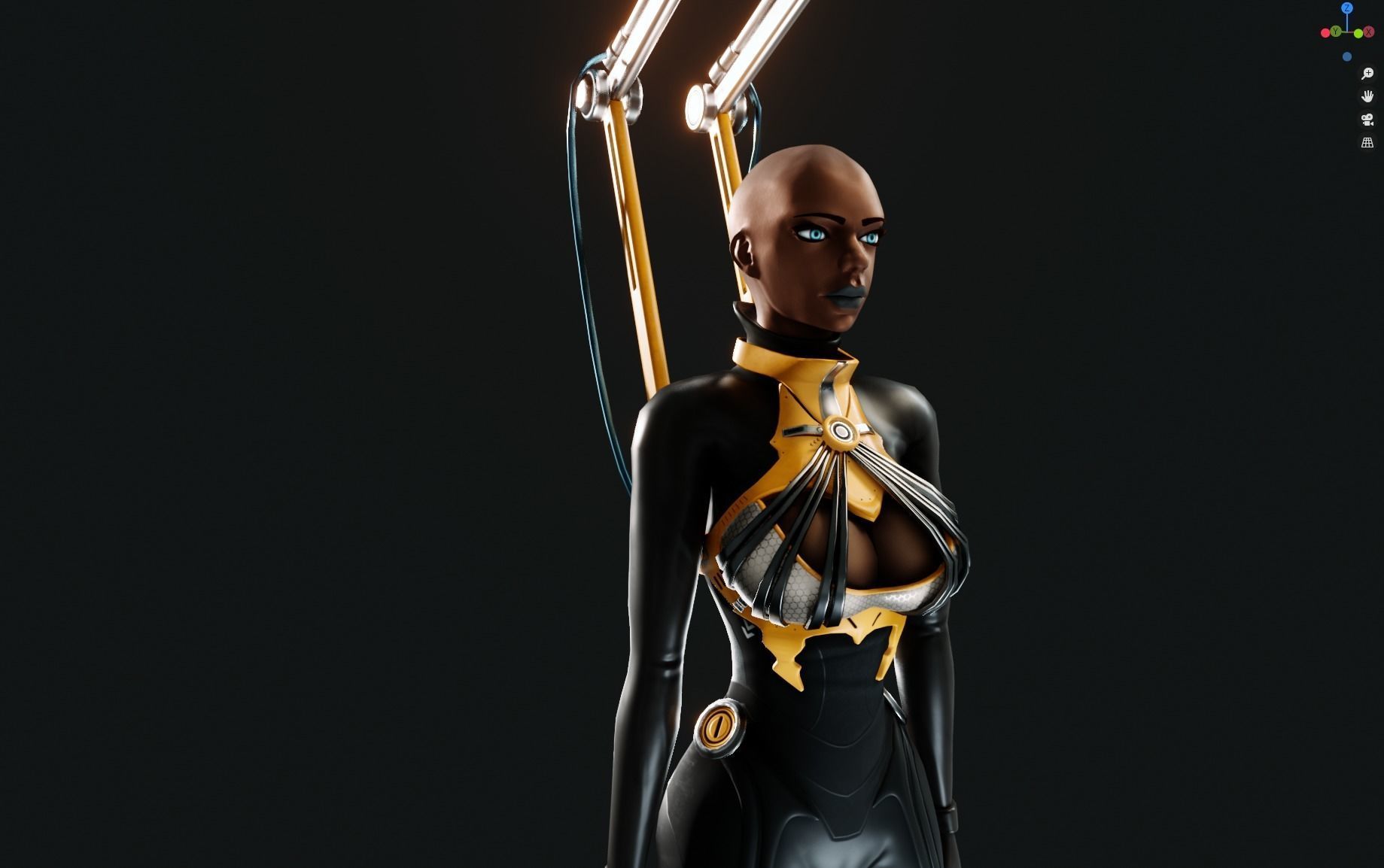 Sci-fi Spider Girl Low-poly 3D model_7
