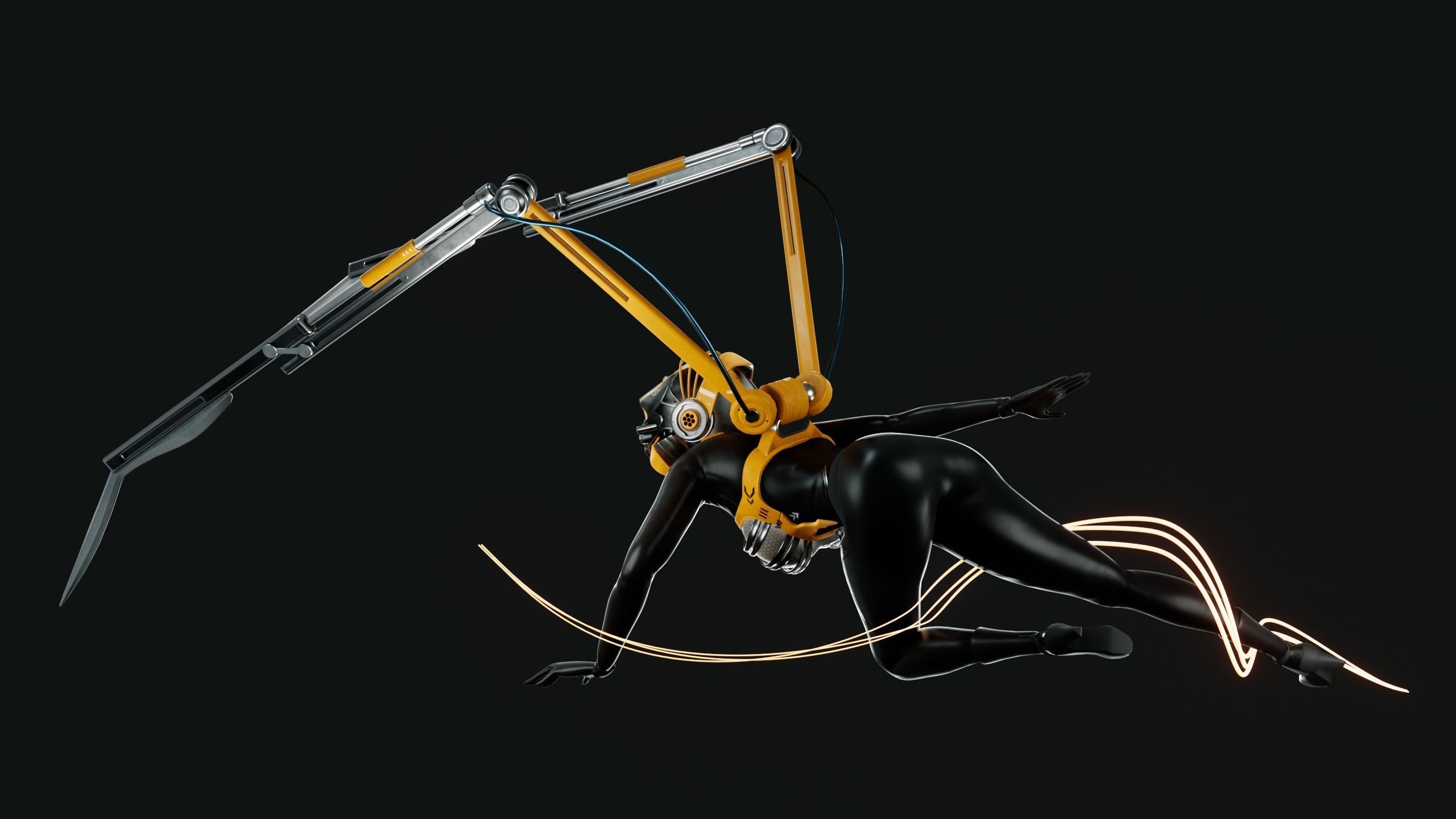 Sci-fi Spider Girl Low-poly 3D model_3