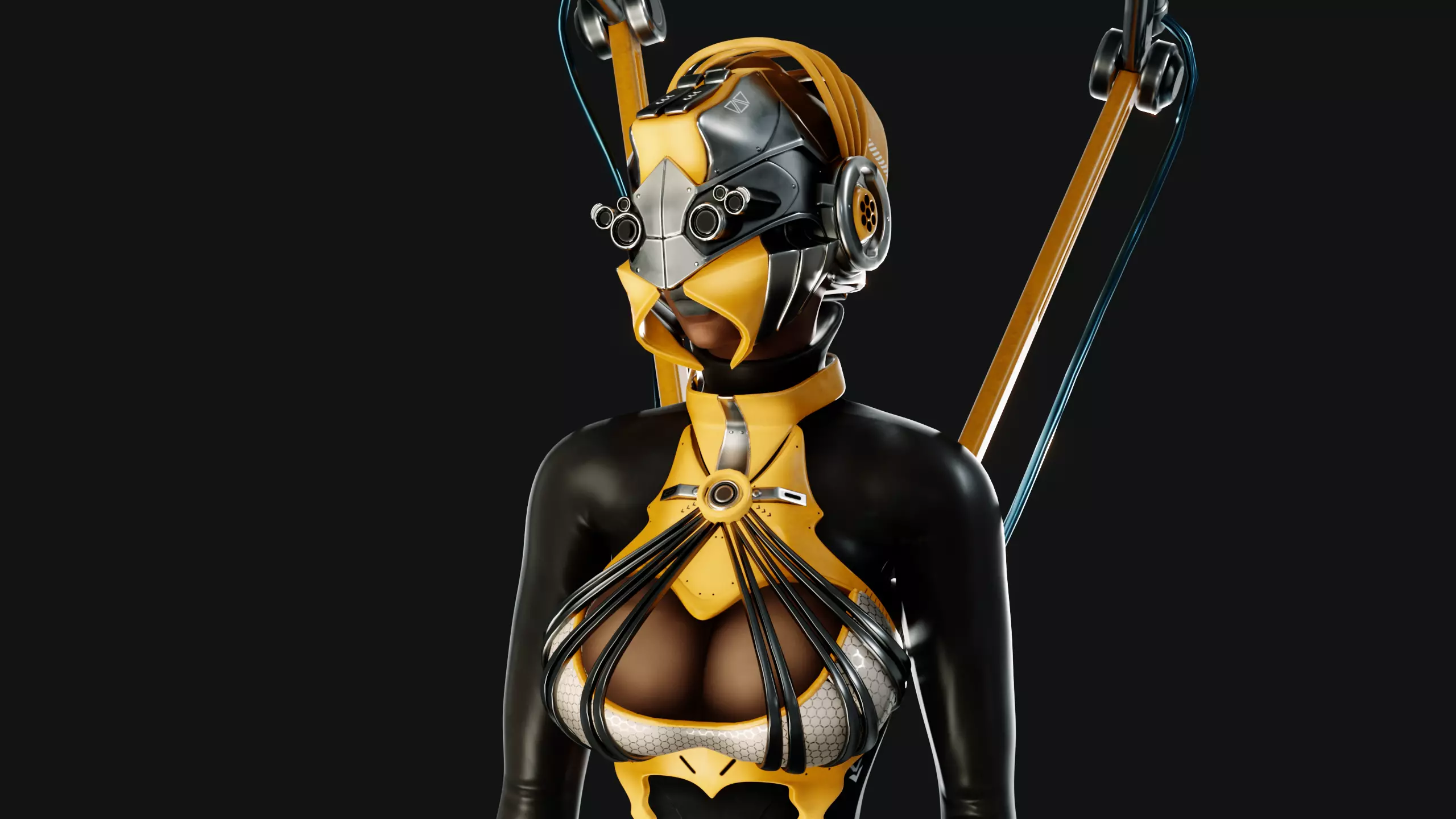 Sci-fi Spider Girl Low-poly 3D model_0