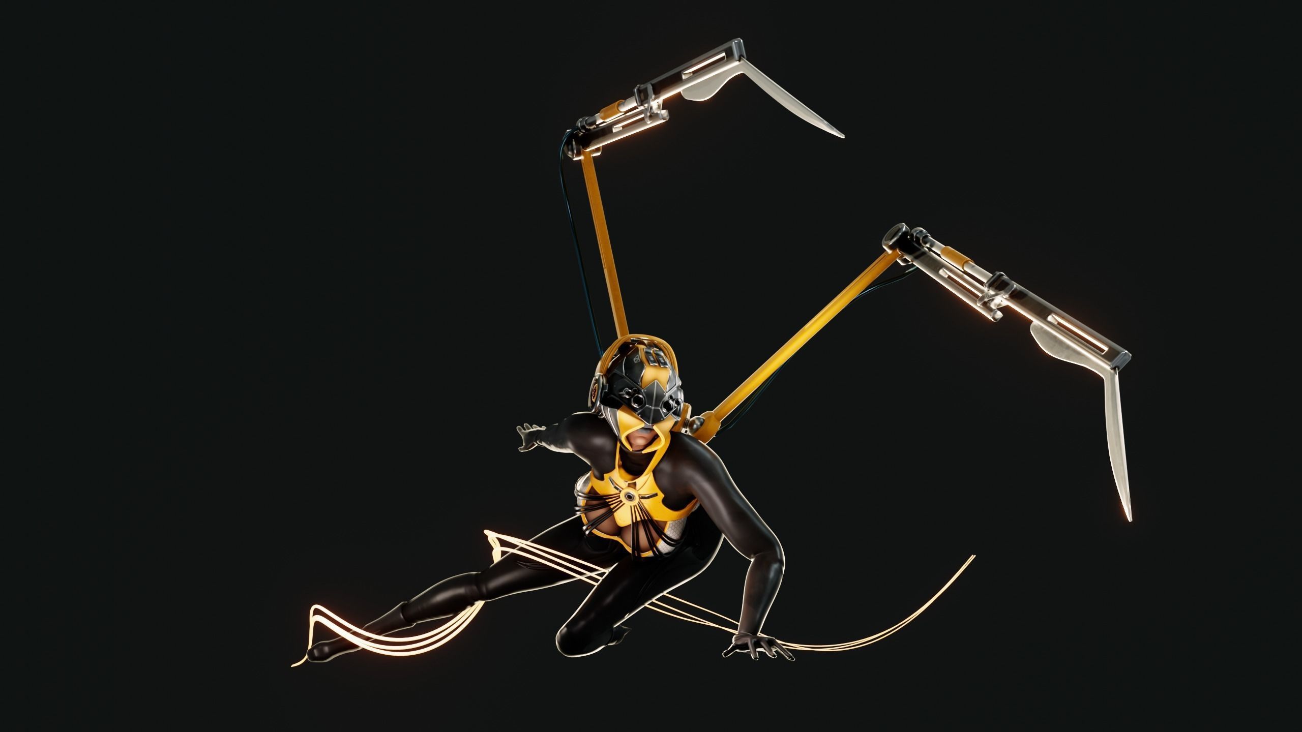 Sci-fi Spider Girl Low-poly 3D model_2