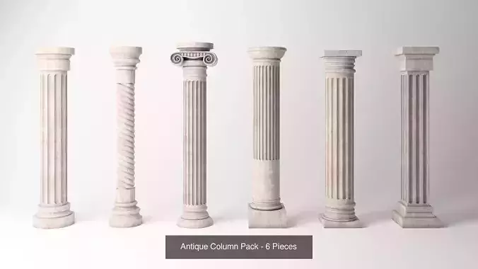 Antique Column Pack - 6 Pieces 3D Model Collection