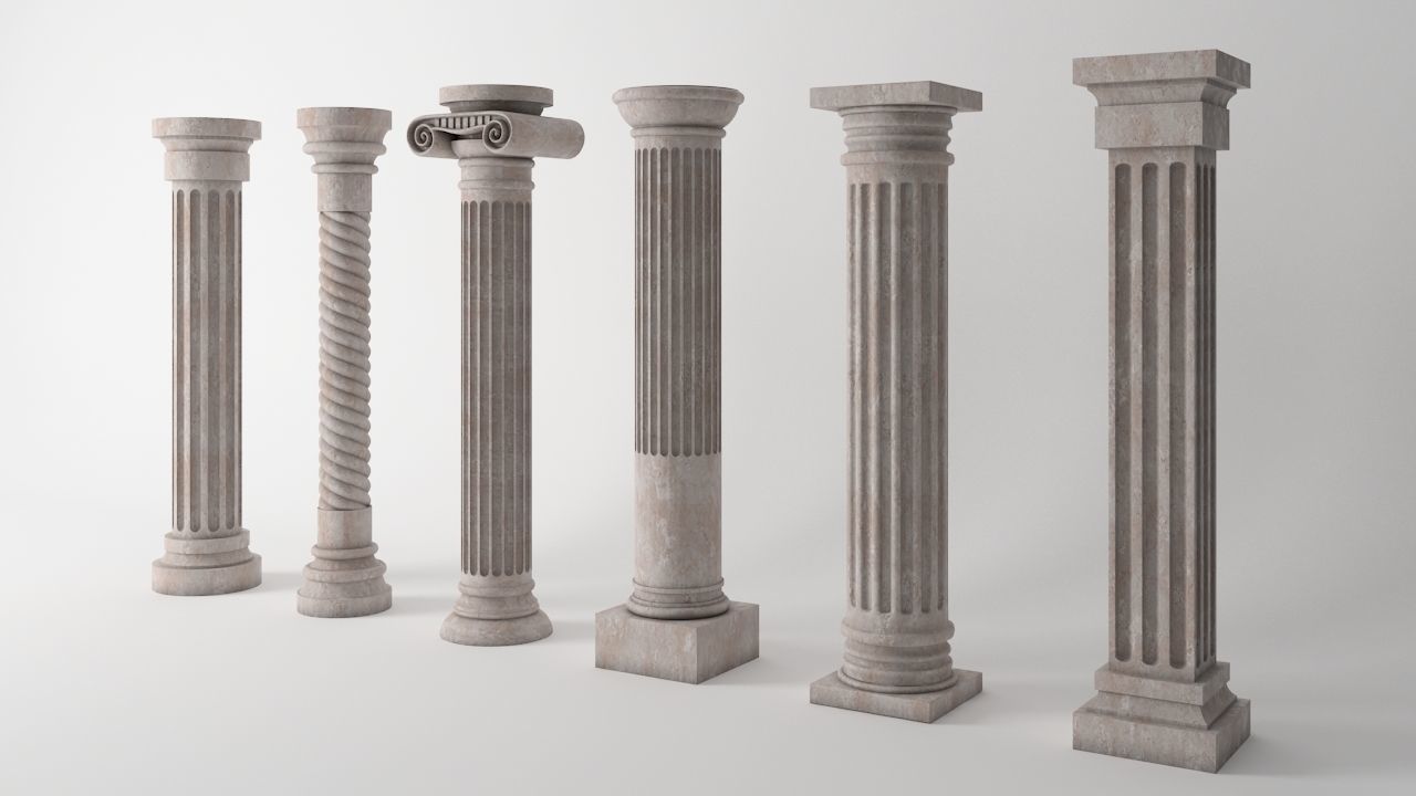 Antique Column Pack - 6 Pieces 3D Model Collection_3