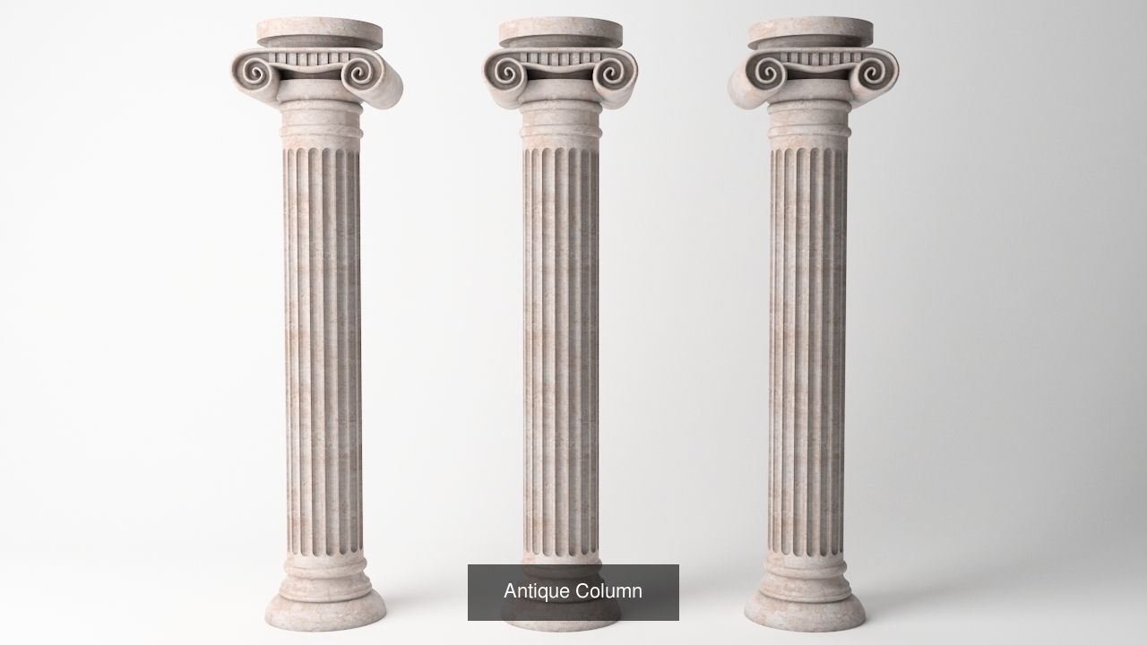 Antique Column Pack - 6 Pieces 3D Model Collection_16