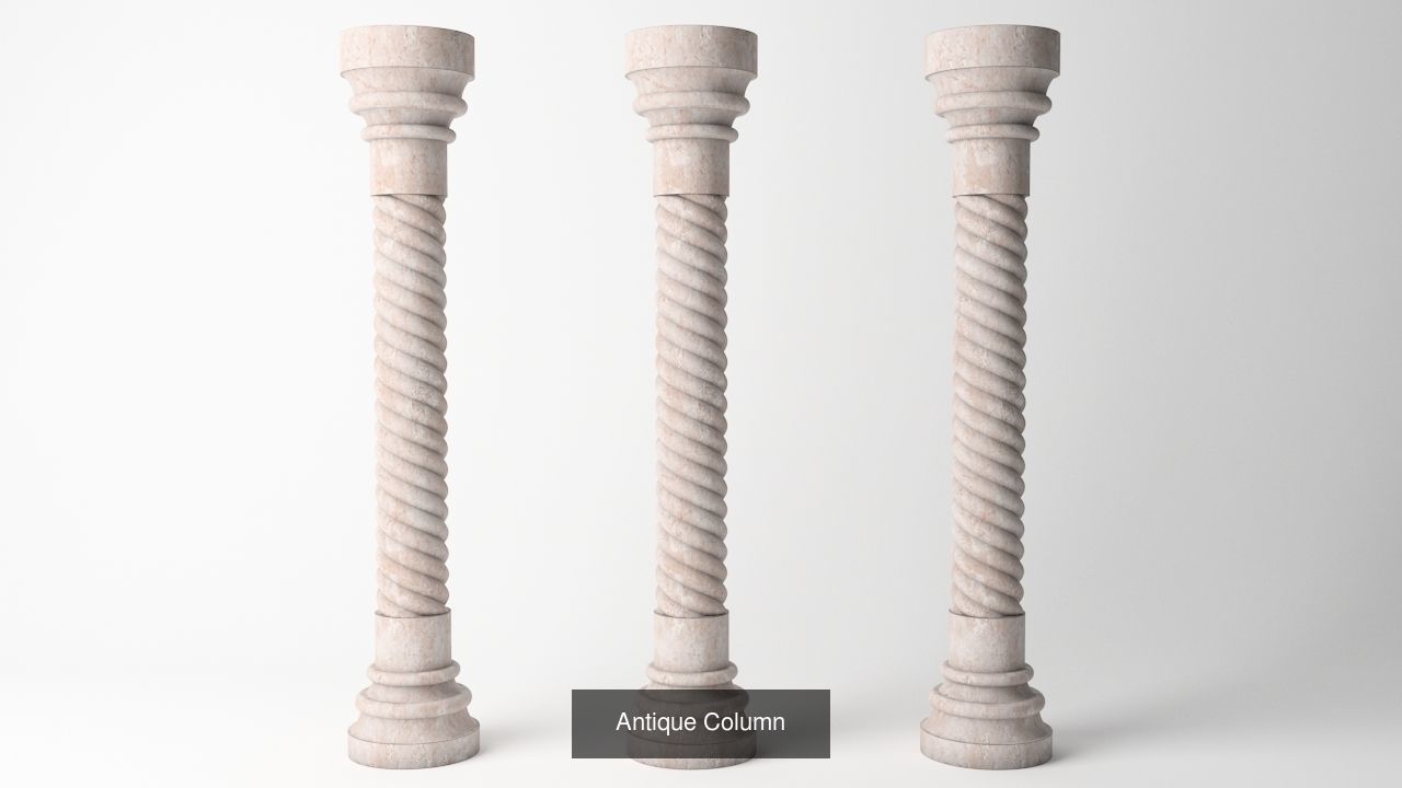 Antique Column Pack - 6 Pieces 3D Model Collection_17