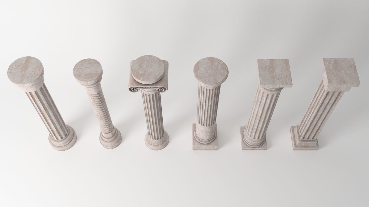 Antique Column Pack - 6 Pieces 3D Model Collection_31