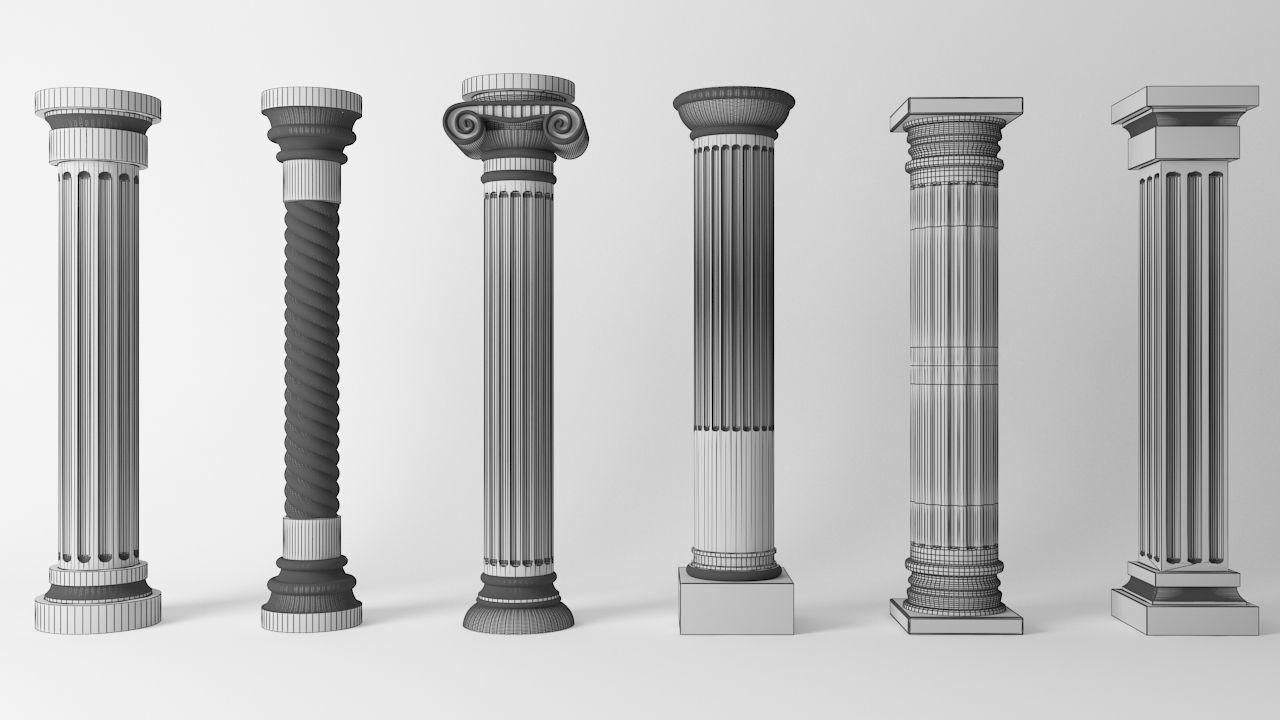 Antique Column Pack - 6 Pieces 3D Model Collection_30