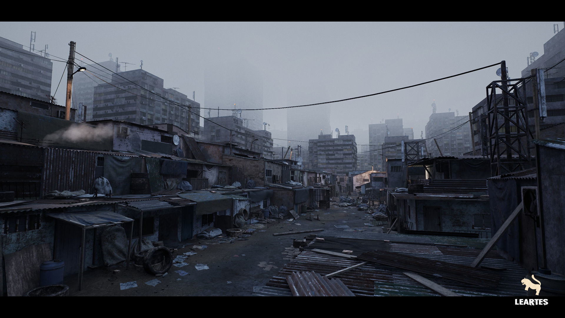 Future Slums Abandoned Post-Apocalyptic District Low-poly 3D model_2