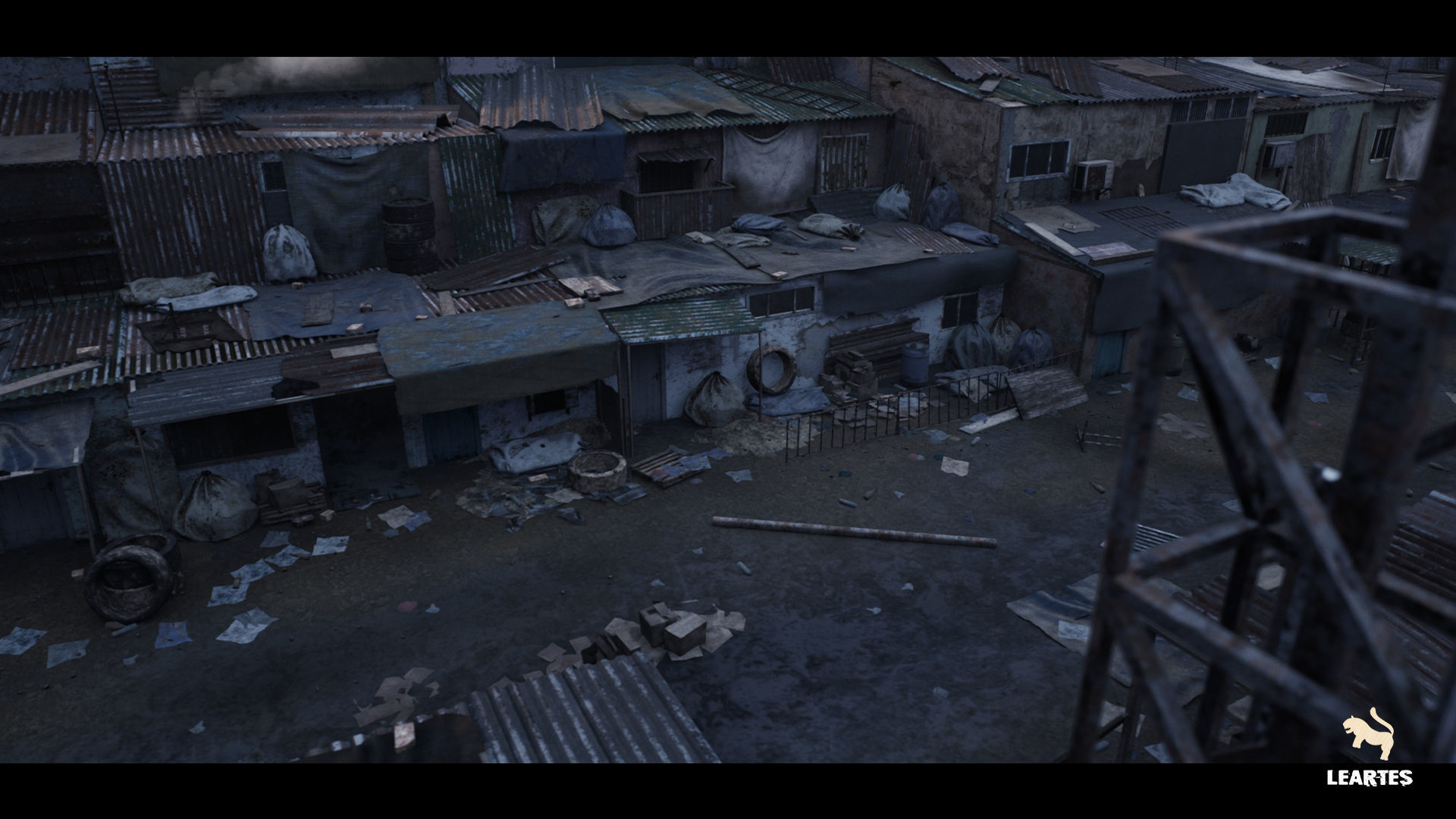 Future Slums Abandoned Post-Apocalyptic District Low-poly 3D model_4