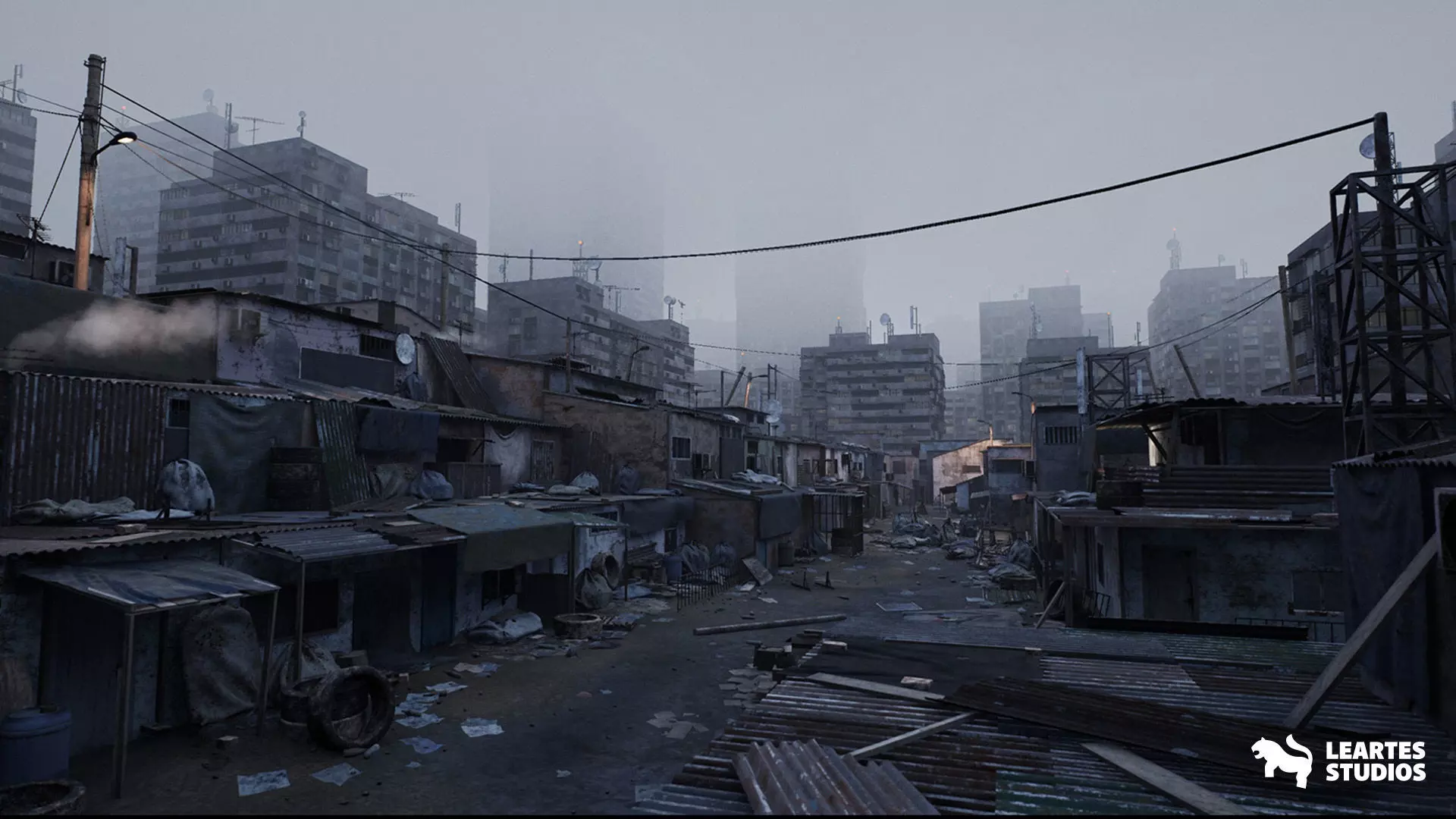 Future Slums Abandoned Post-Apocalyptic District Low-poly 3D model_0