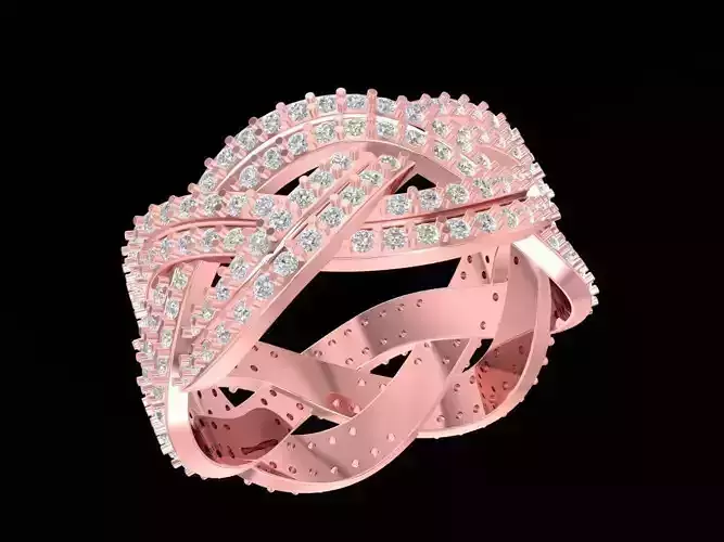 Braided Diamond Cocktail Ring for Women 1235