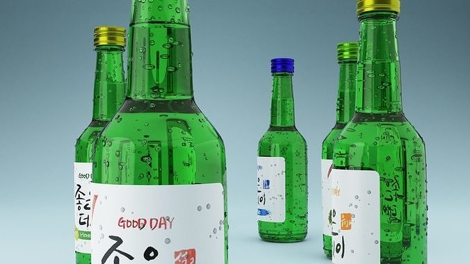 bottle 3D model korean beer bottles 3D model