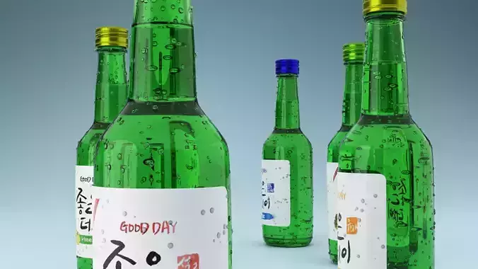 bottle 3D model korean beer bottles