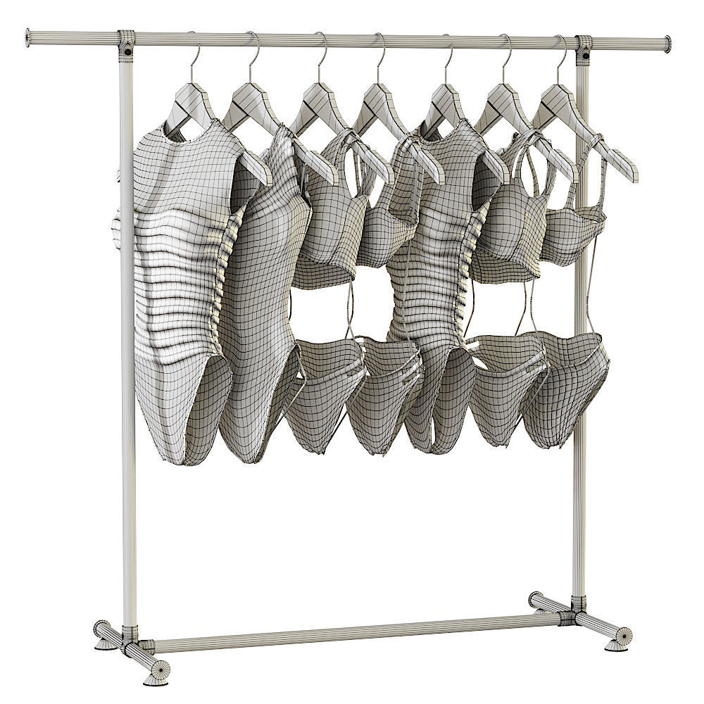 Rack with woman swimsuits 3D model_3