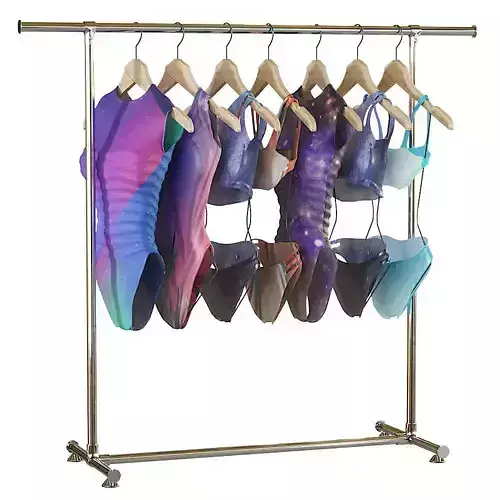 Rack with woman swimsuits 3D model