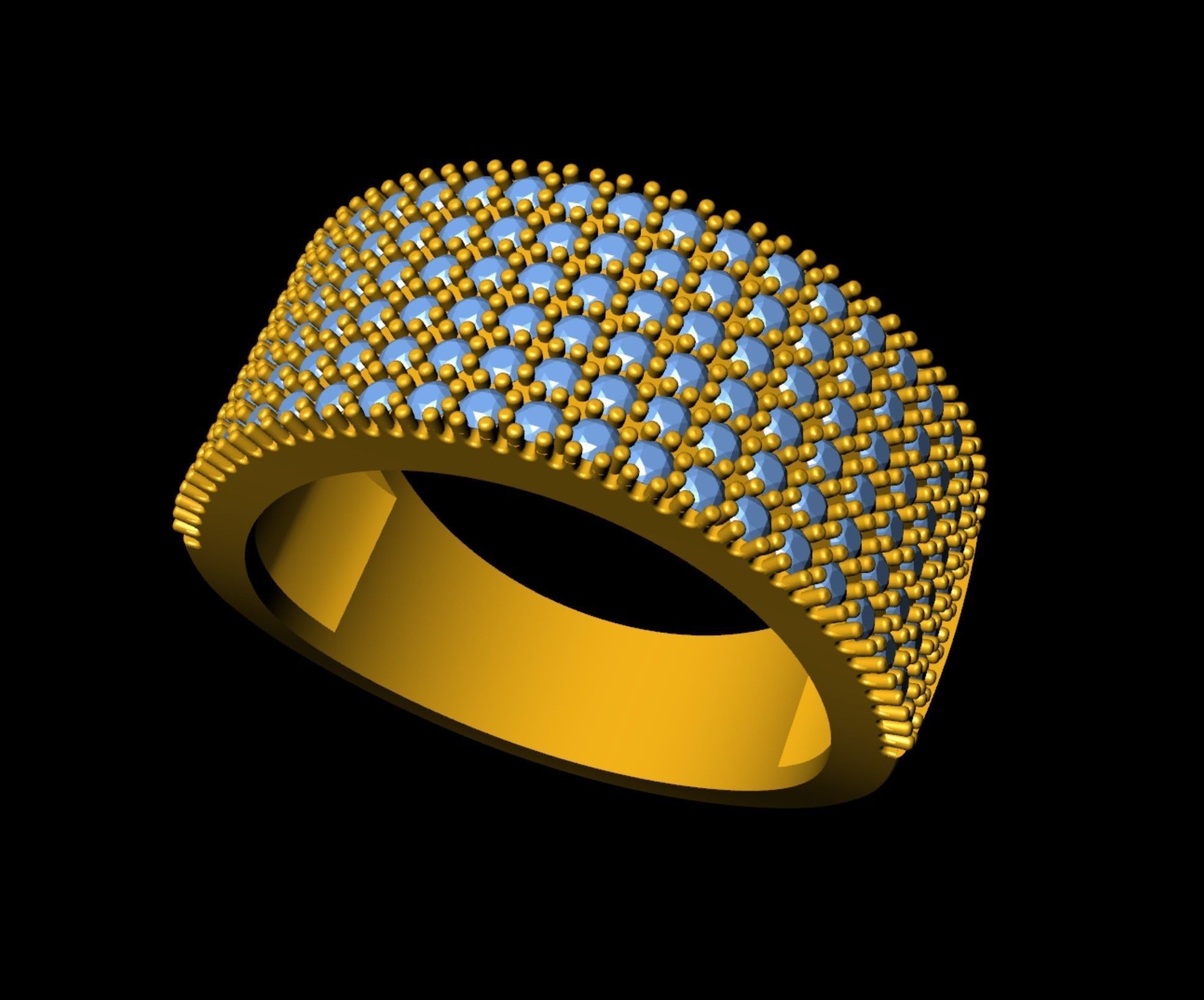 Diamond Stubborn Band 6 Rows 3D print model_9