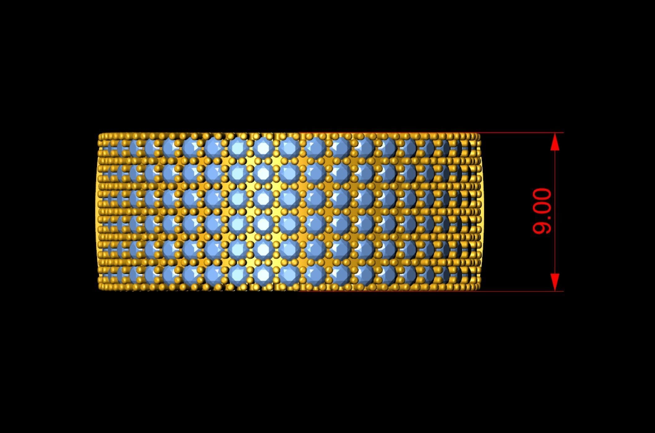 Diamond Stubborn Band 6 Rows 3D print model_6