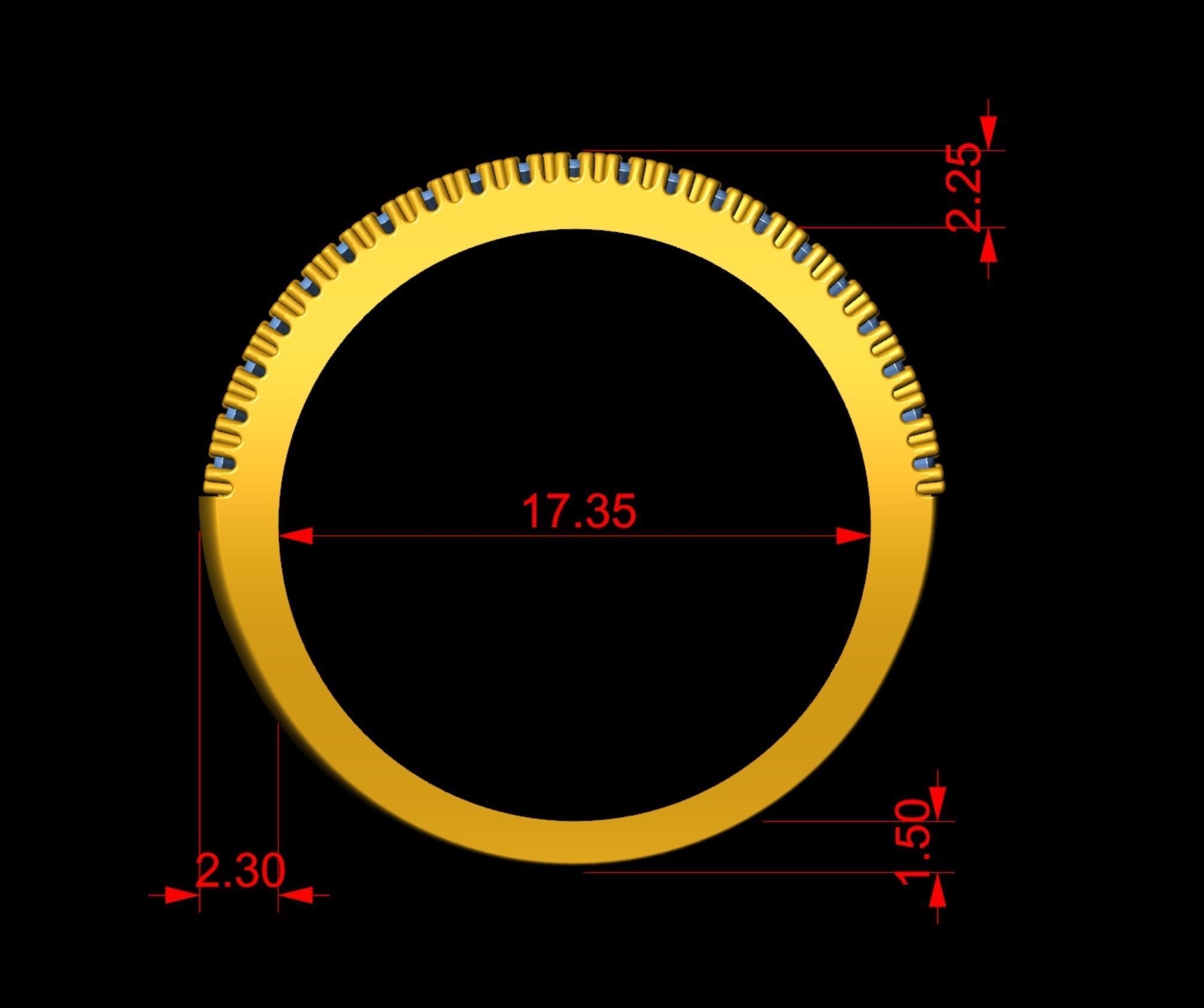 Diamond Stubborn Band 6 Rows 3D print model_5
