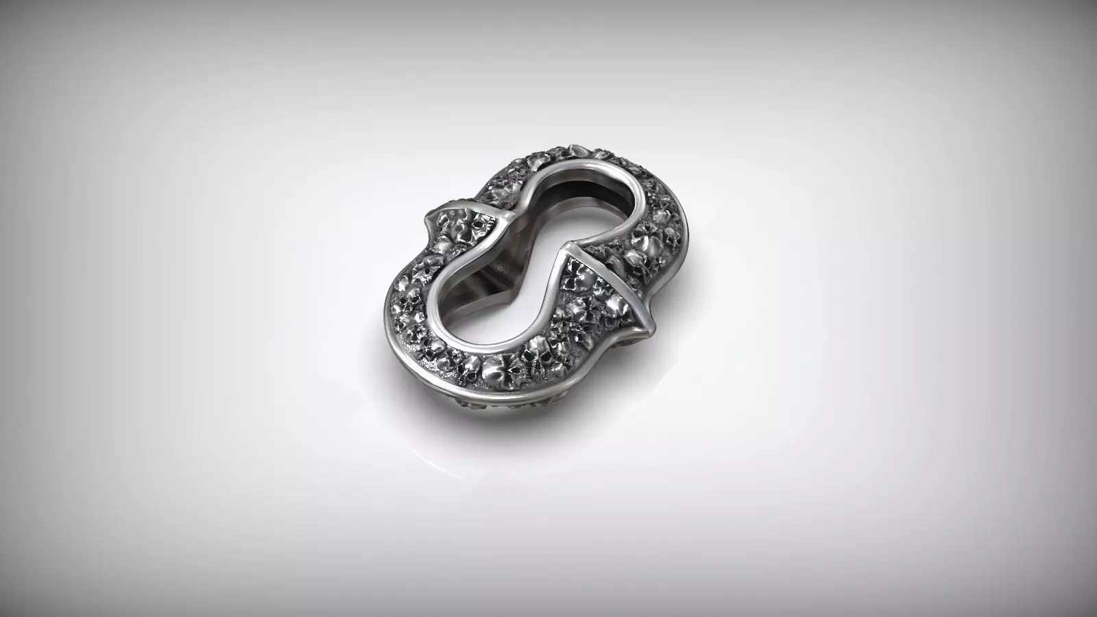 Motorbike Skull Head Chain Link Bracelet with Clasp 3D print model_9