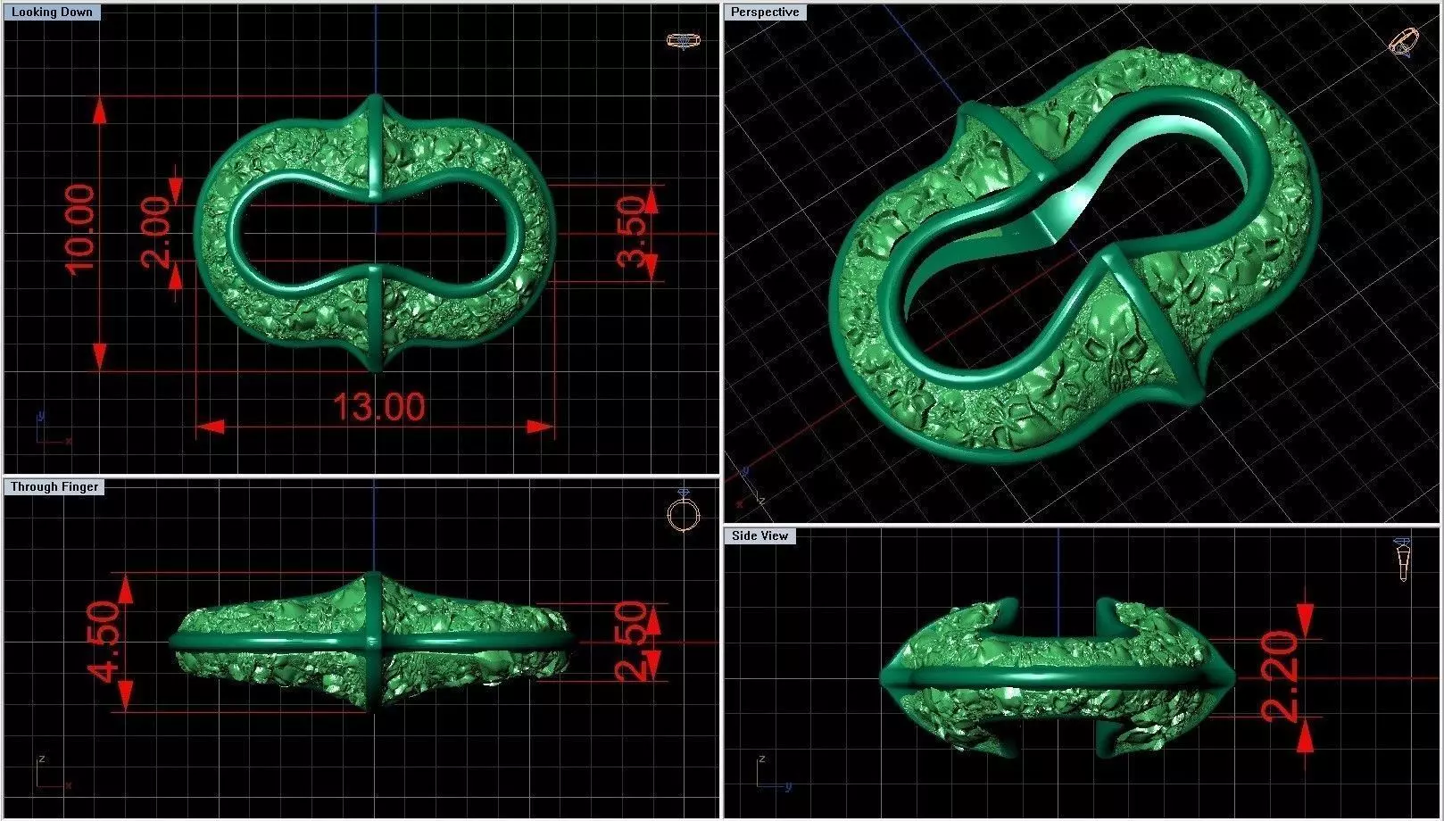 Motorbike Skull Head Chain Link Bracelet with Clasp 3D print model_16