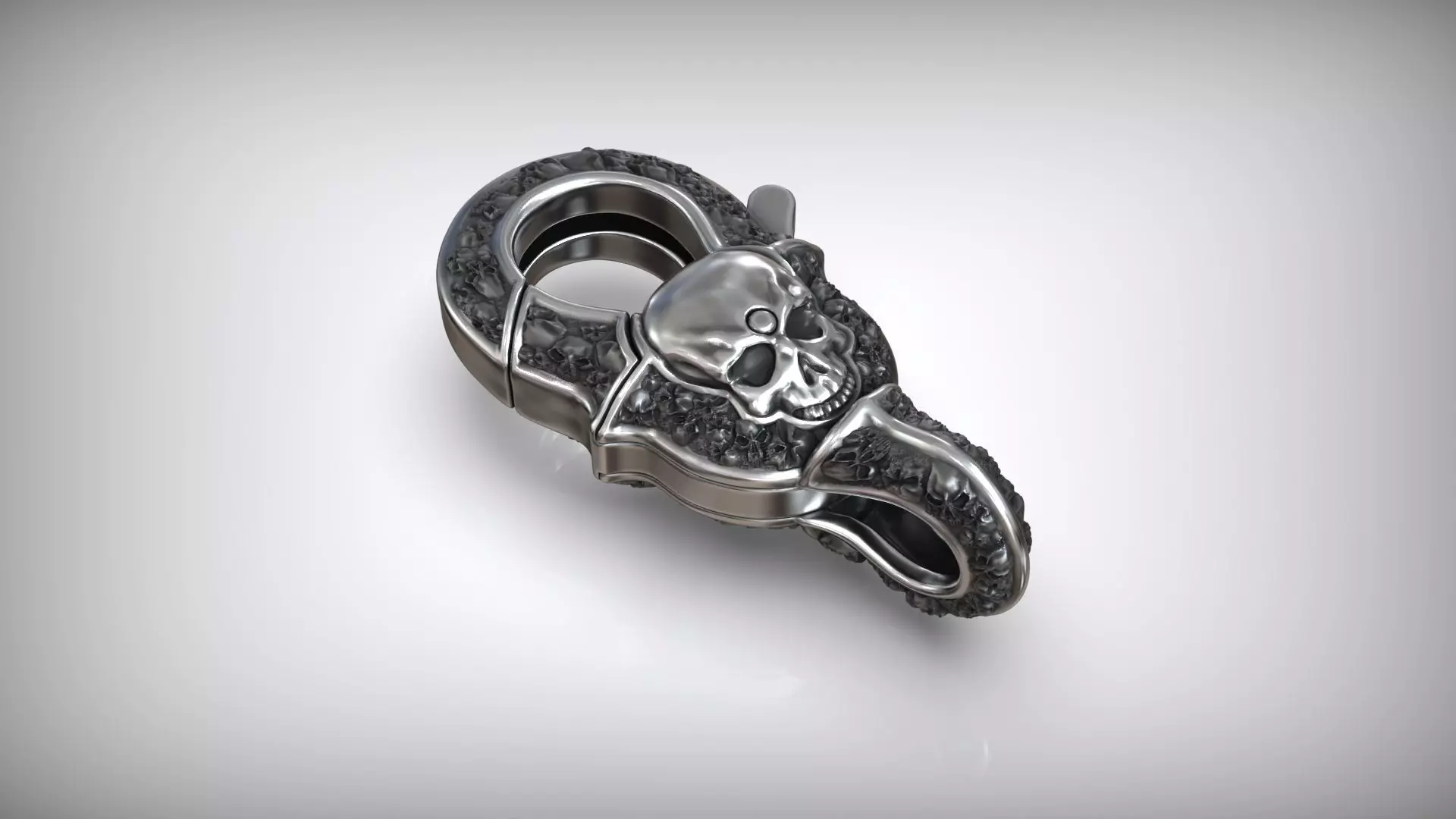 Motorbike Skull Head Chain Link Bracelet with Clasp 3D print model_6