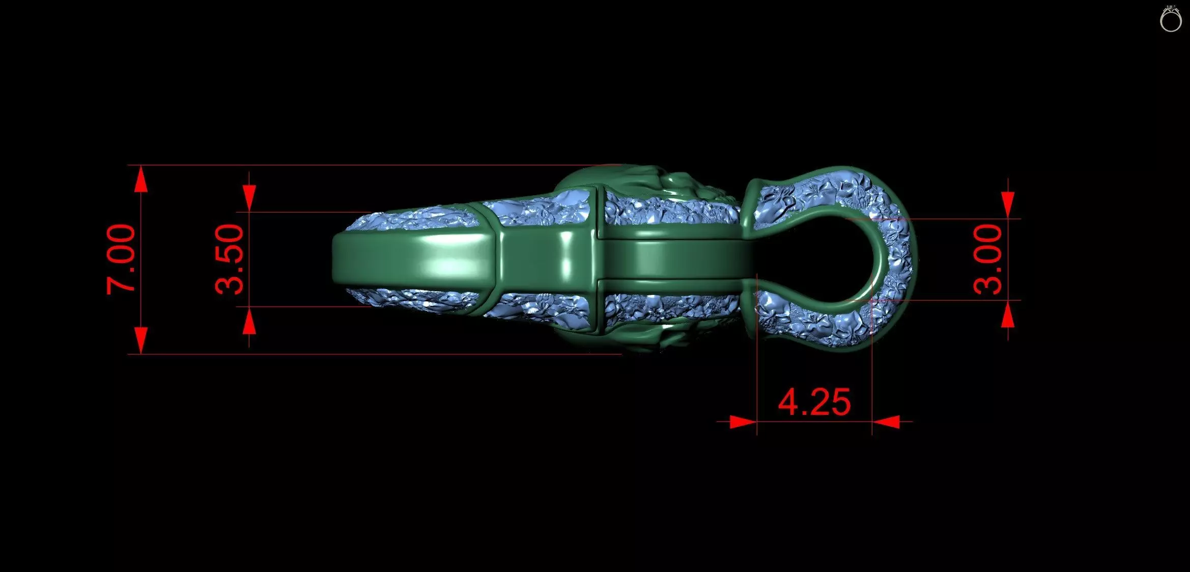 Motorbike Skull Head Chain Link Bracelet with Clasp 3D print model_12