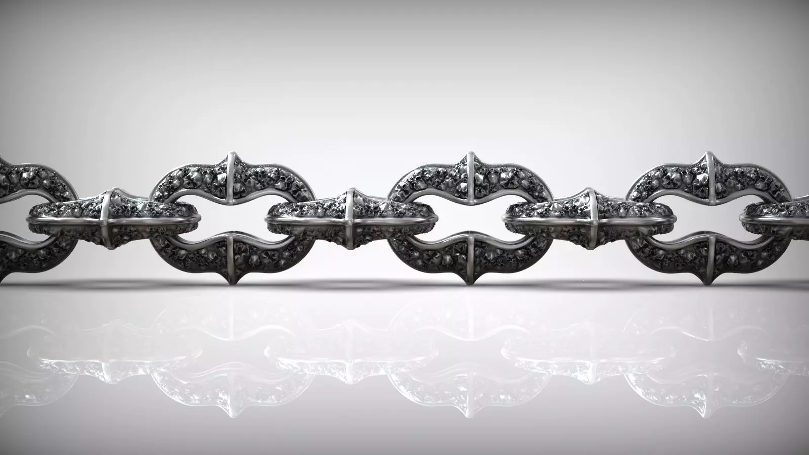 Motorbike Skull Head Chain Link Bracelet with Clasp 3D print model_8