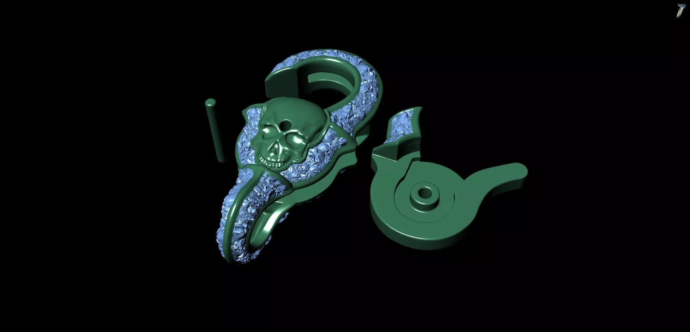 Motorbike Skull Head Chain Link Bracelet with Clasp 3D print model_13