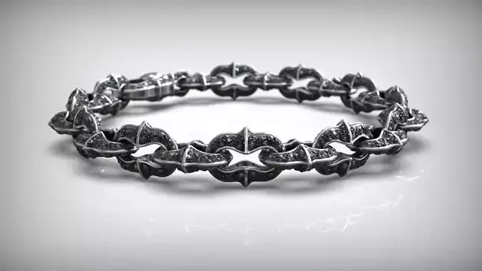 Motorbike Skull Head Chain Link Bracelet with Clasp 3D print model Motorbike Skull Head Chain Link Bracelet with Clasp 3D print model