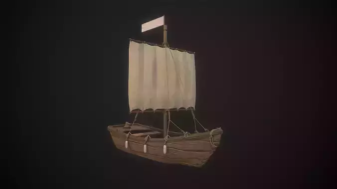 Stylized Boat Low-poly 3D model