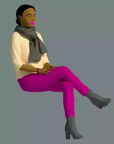 3D African sitting woman as Revit family and Revit file