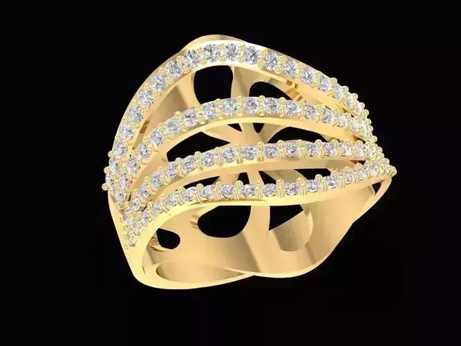 3D Model Multi Band Diamond Ring 1238
