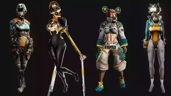 Sci-Fi Girls - Super Pack 4 in 1 3D Model Collection