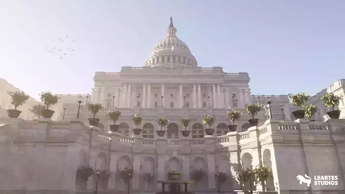 US Capitol Exterior Environment  Low-poly 3D model