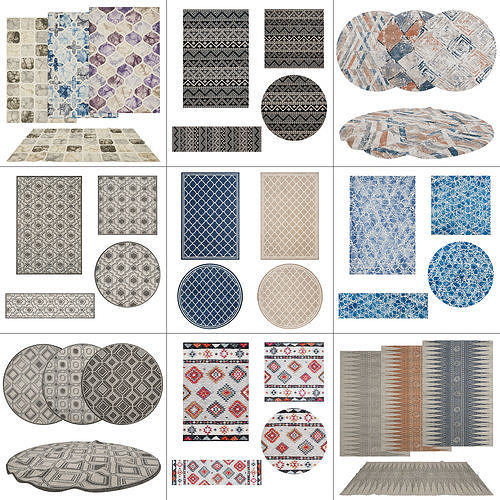 9 in 1 Rug Collection No 8 Low-poly 3D model