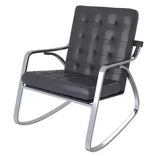 Modern Black Leather Rocking Chair