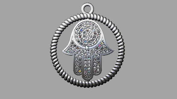 Hamsa Diamond Pendant  3D print model_3