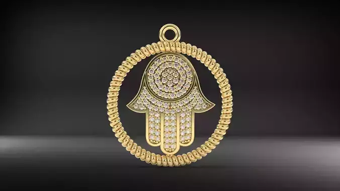 Hamsa Diamond Pendant 