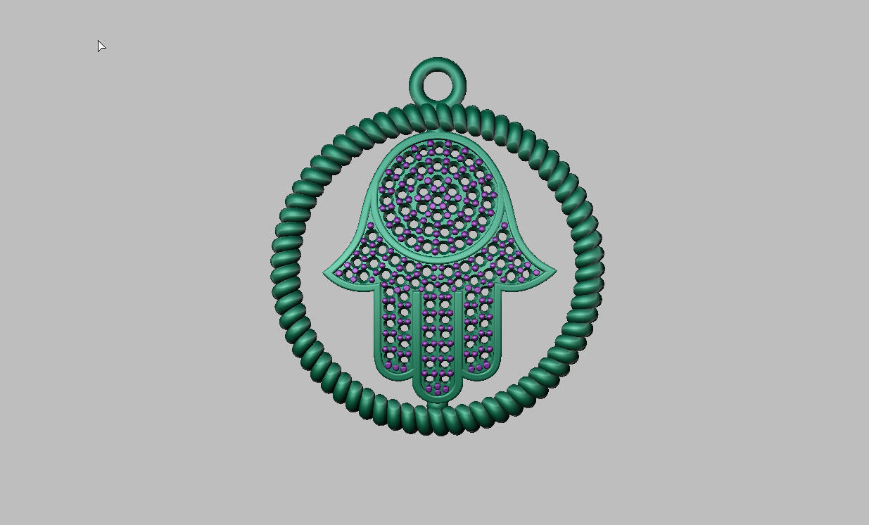 Hamsa Diamond Pendant  3D print model_2